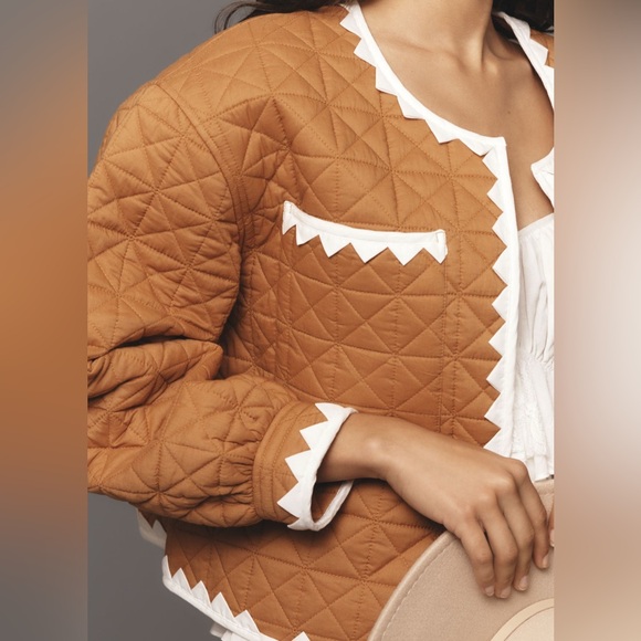 ANTHROPOLOGIE Zigzag Trim Quilted Jacket BNWT Size XS/S - Picture 4 of 7